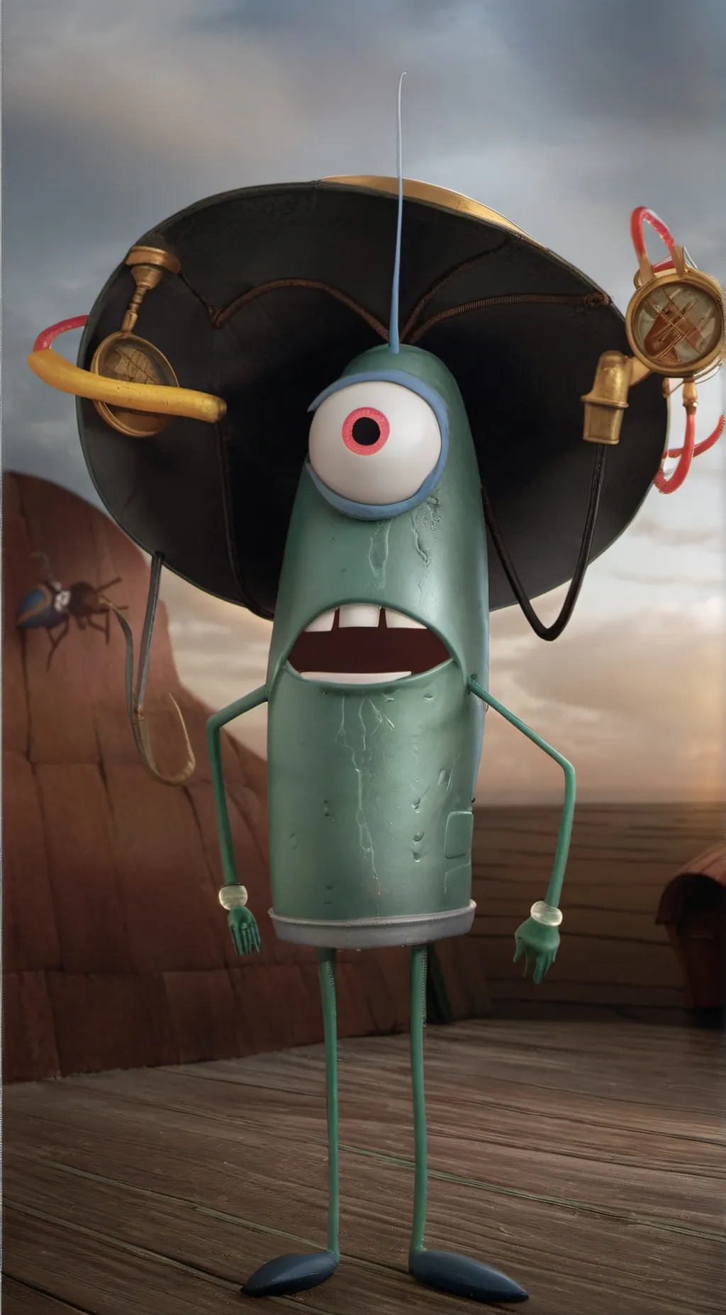 ai character: Sheldon Plankton background