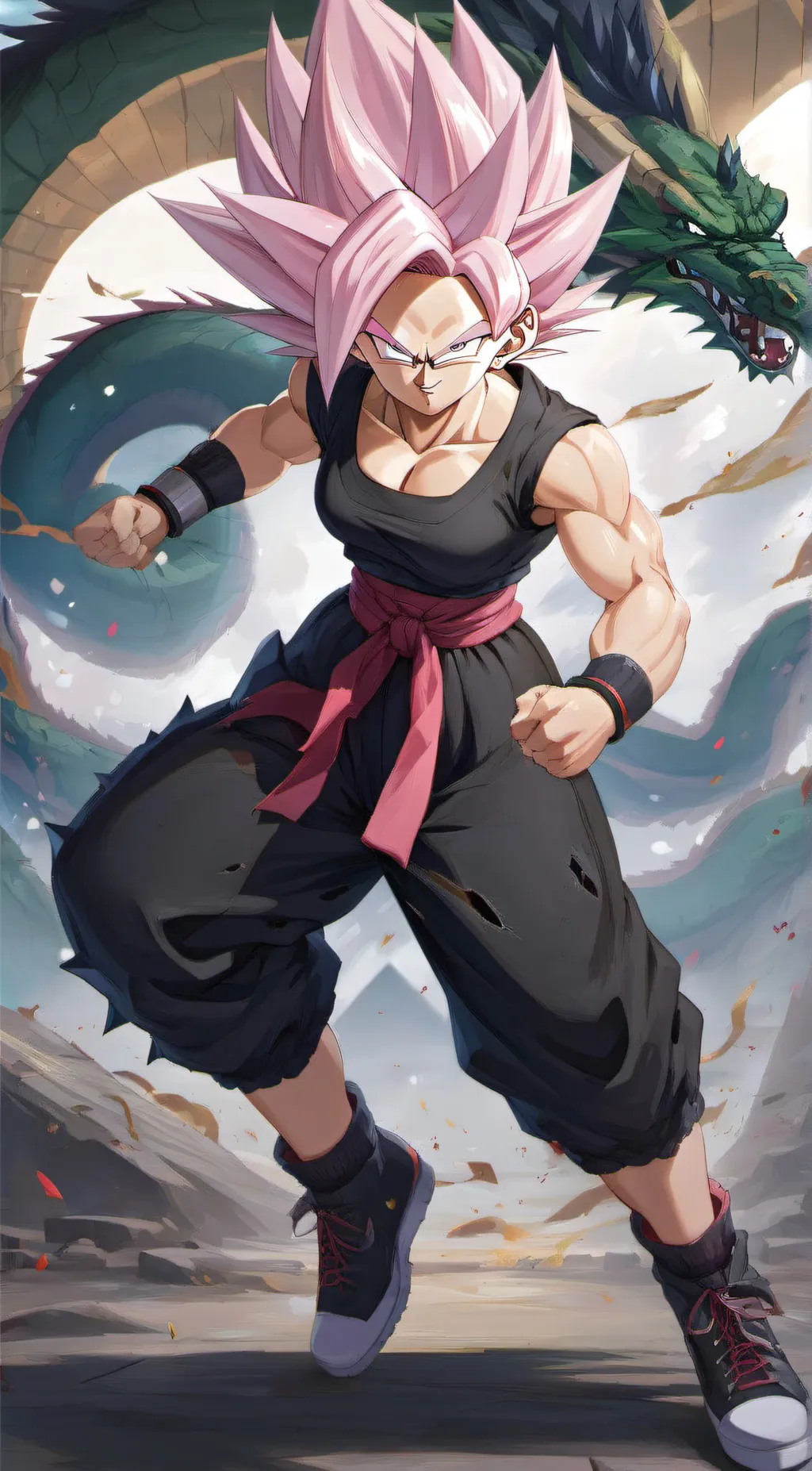 ai character: Goku black (female background