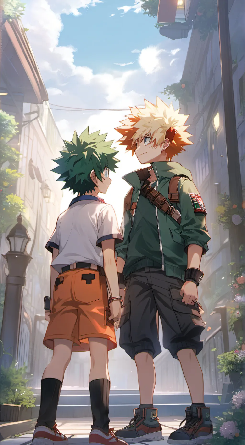 ai character: bakugo and deku  background