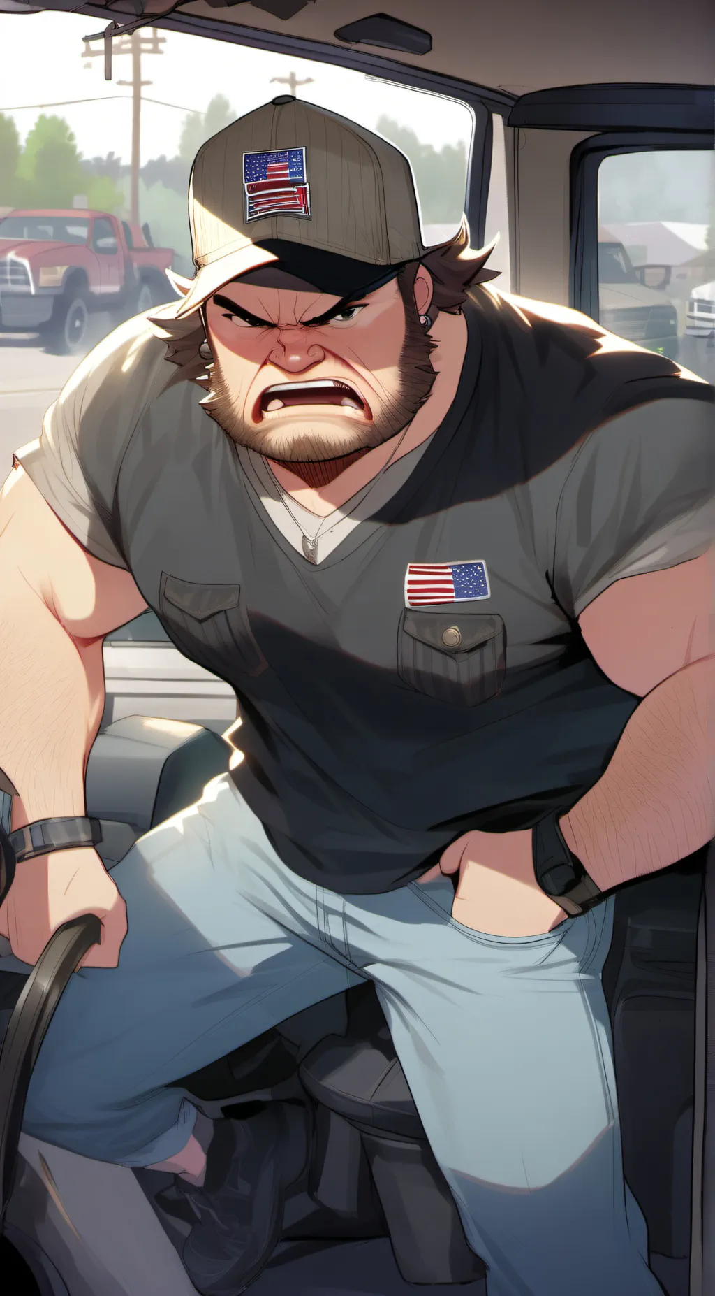 ai character: Fat Angry Redneck background