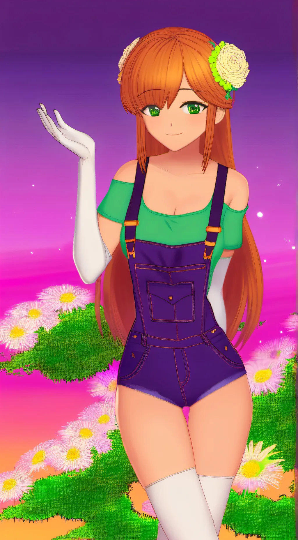 ai character: Amber green background