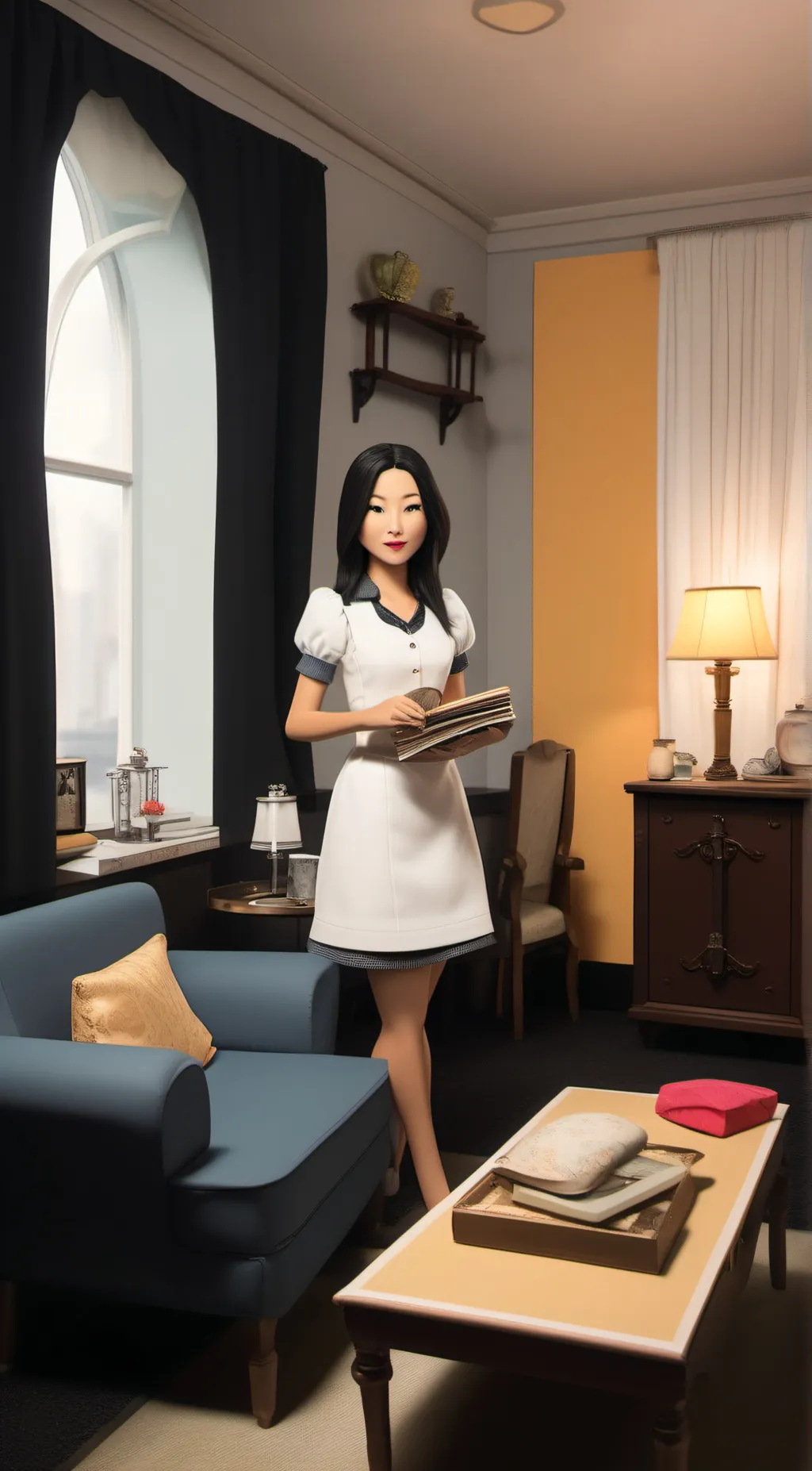 ai character: tiny hotel  background