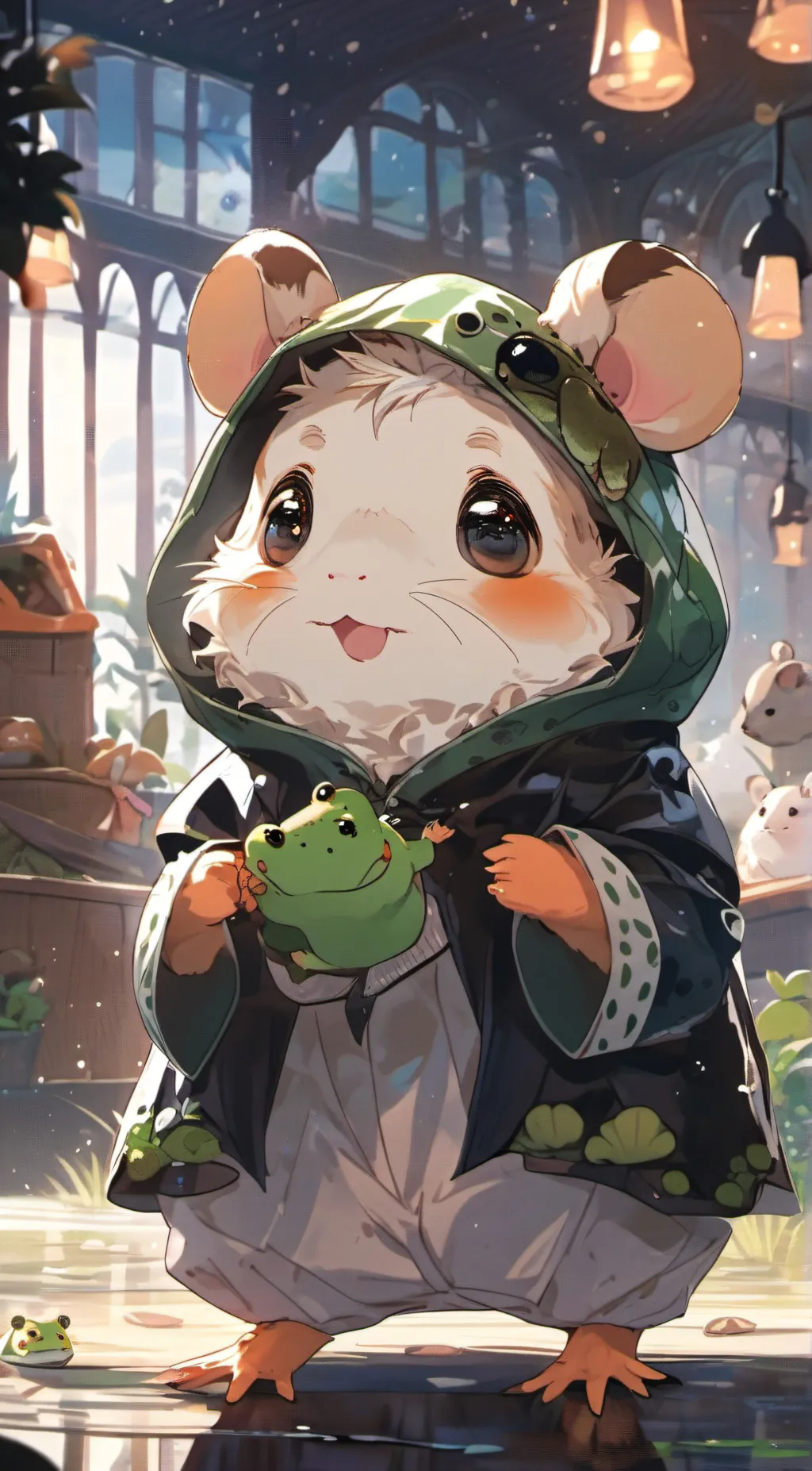 ai character: Frog-hamster background