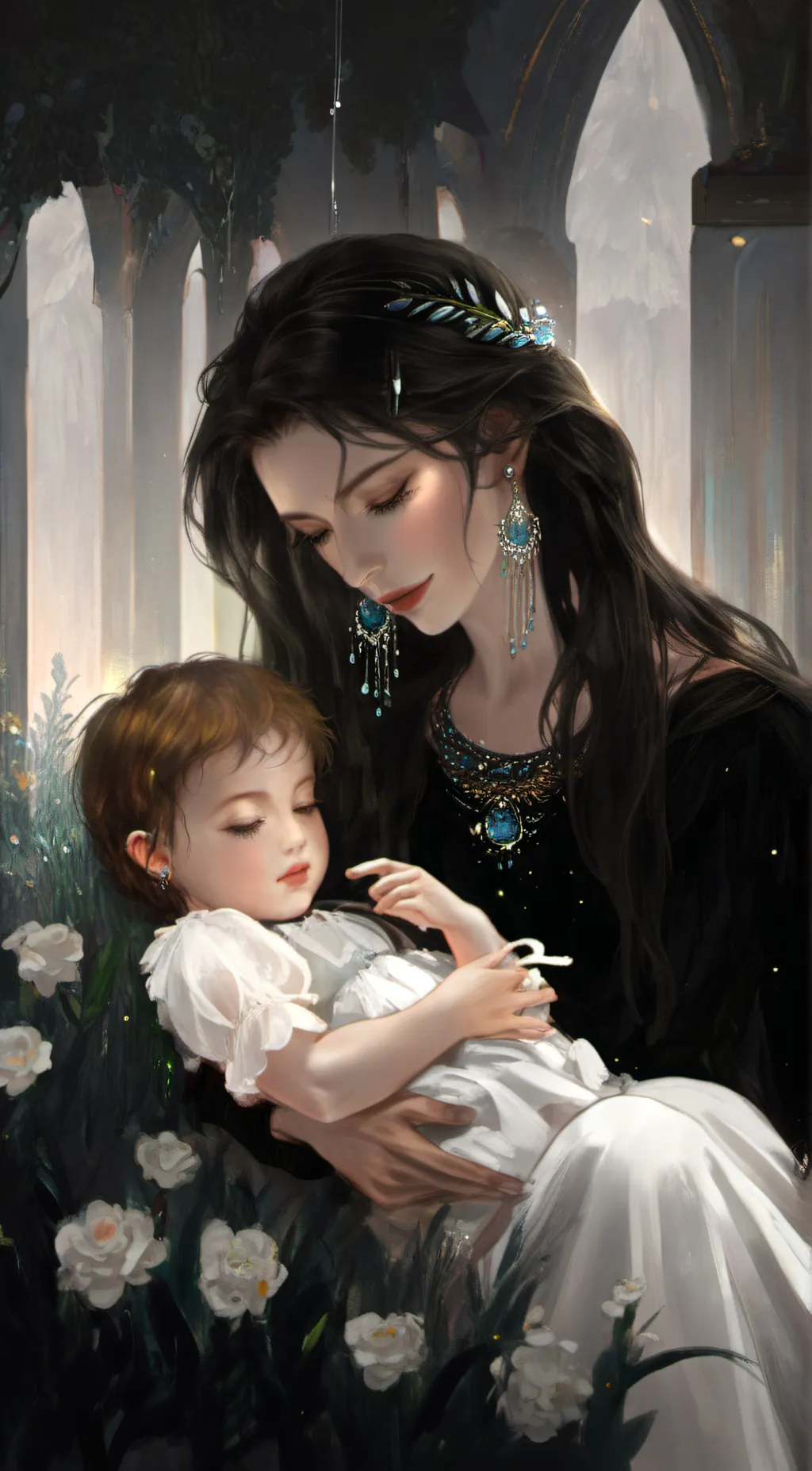 ai character: ella and mom background