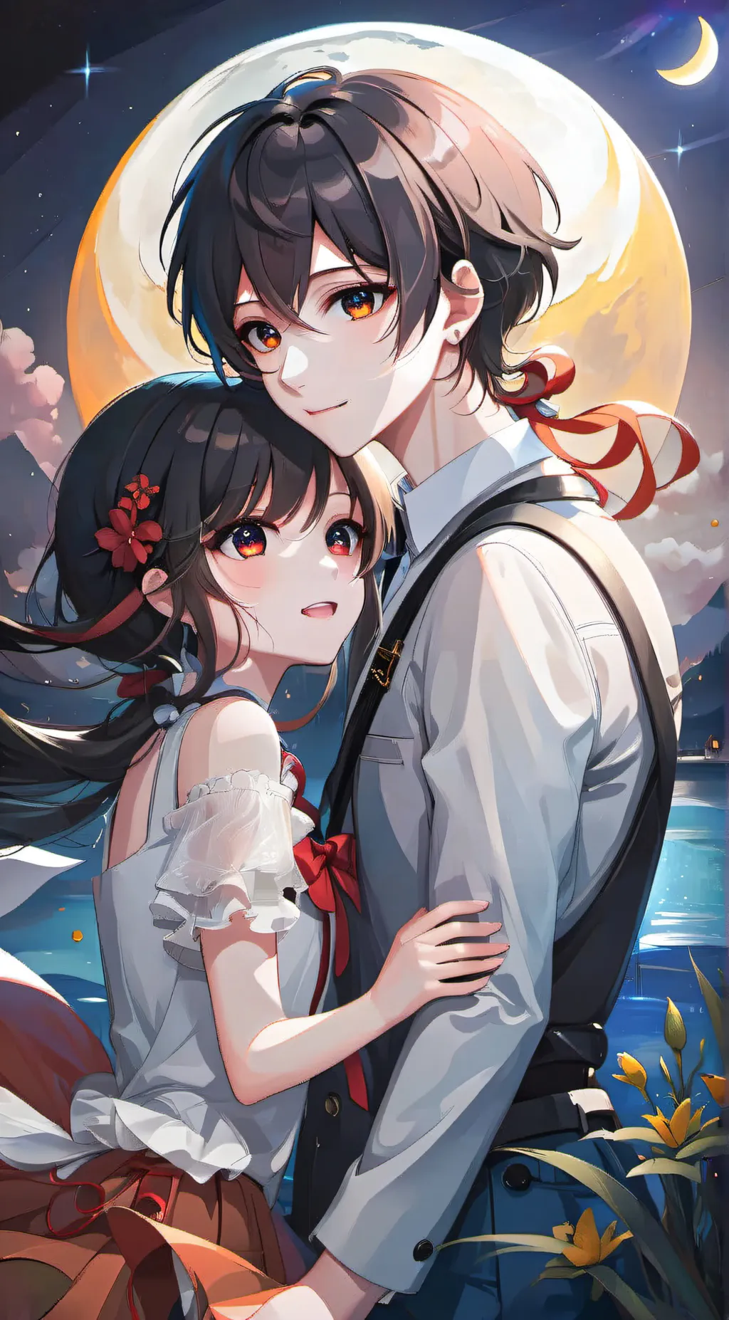 ai character: moonlight background