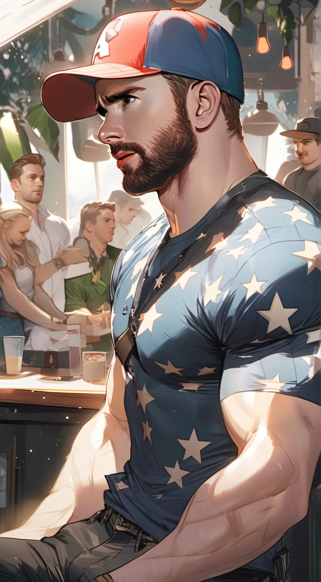 ai character: Chris Evans  background