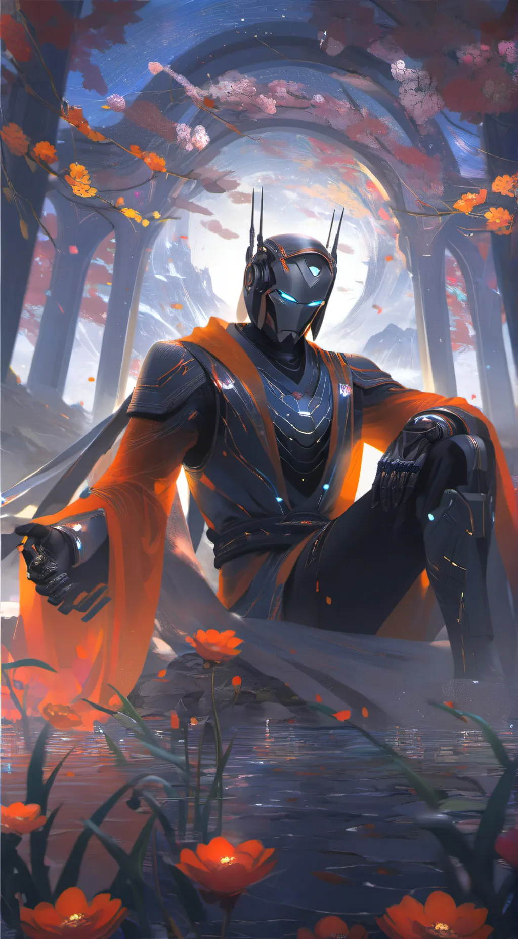 ai character: The robot king. background
