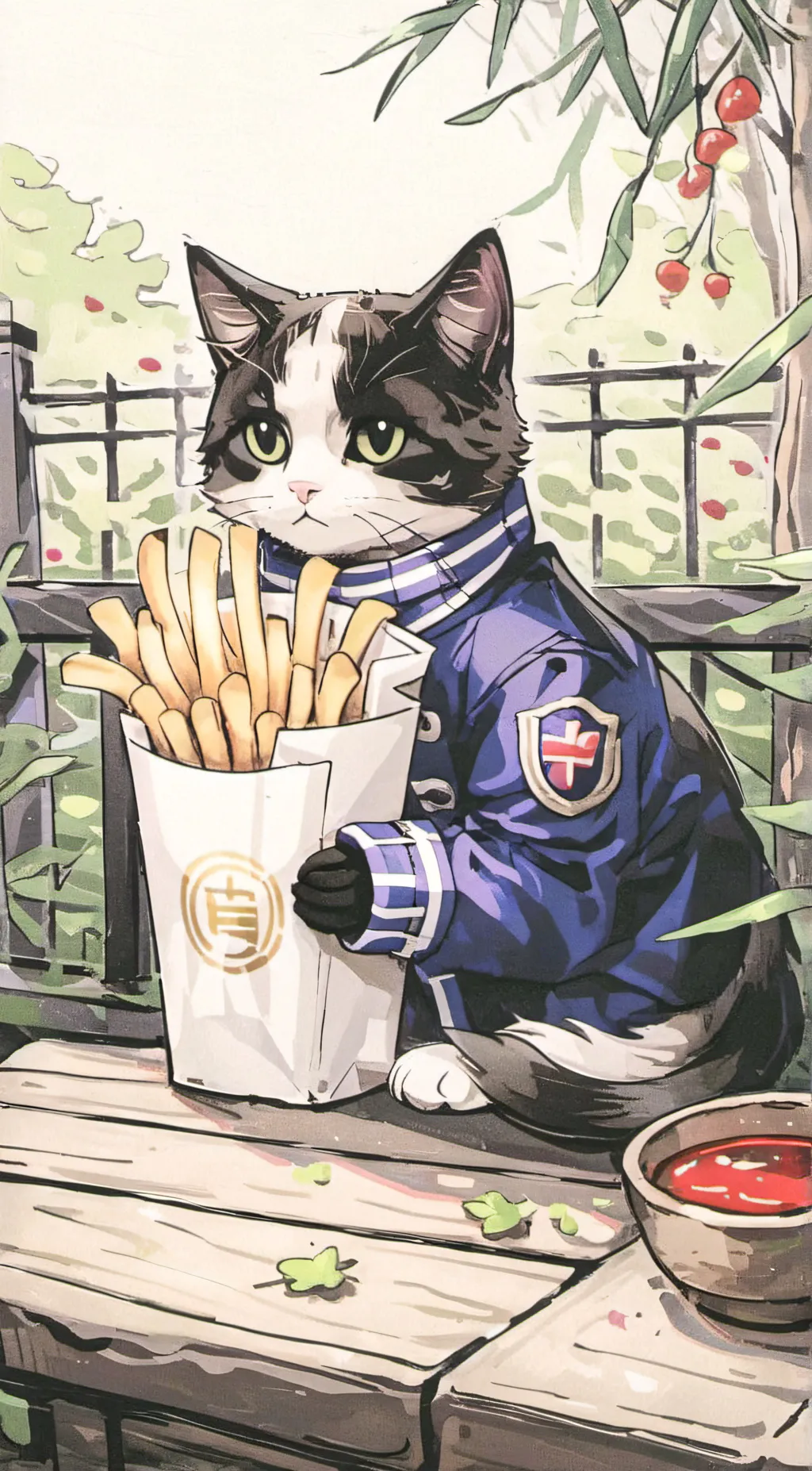 ai character: French Fries Cat background