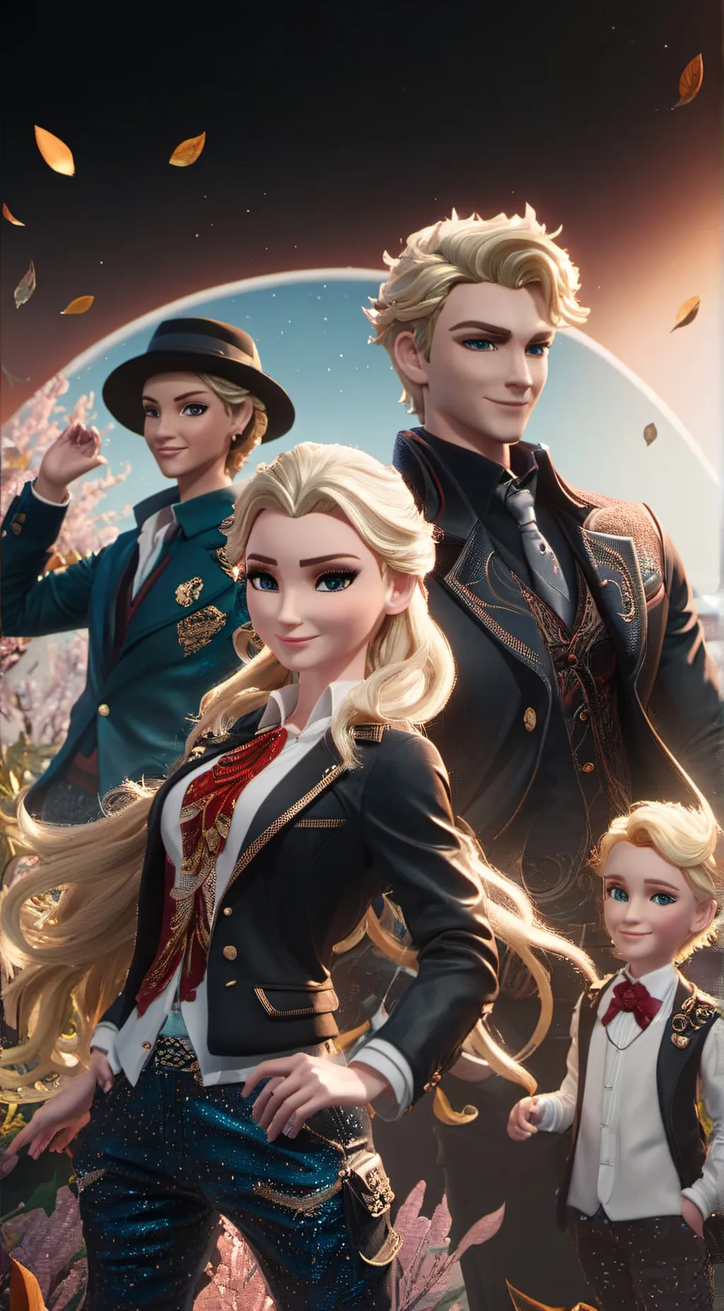 ai character: Elsa,Jack,Juan,JJ background