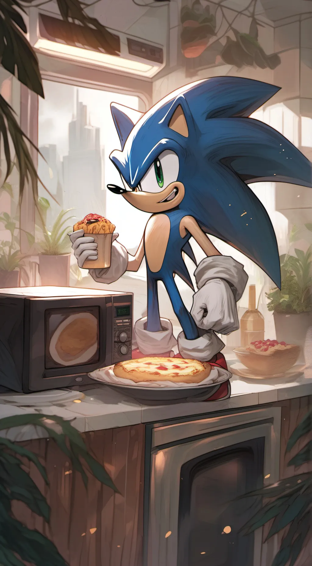 ai character:  sonic  lookout  background