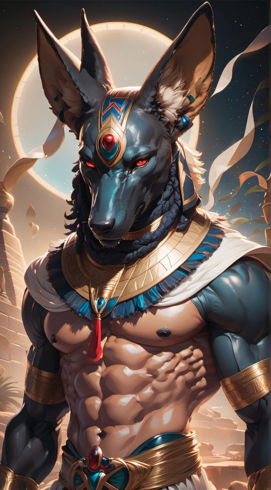 ai character: Anubis  background