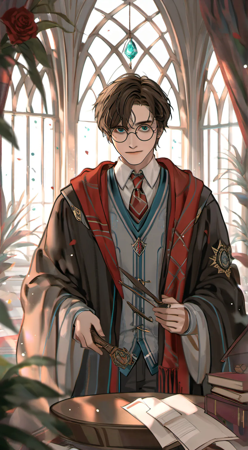 ai character: Potter but cursed  background