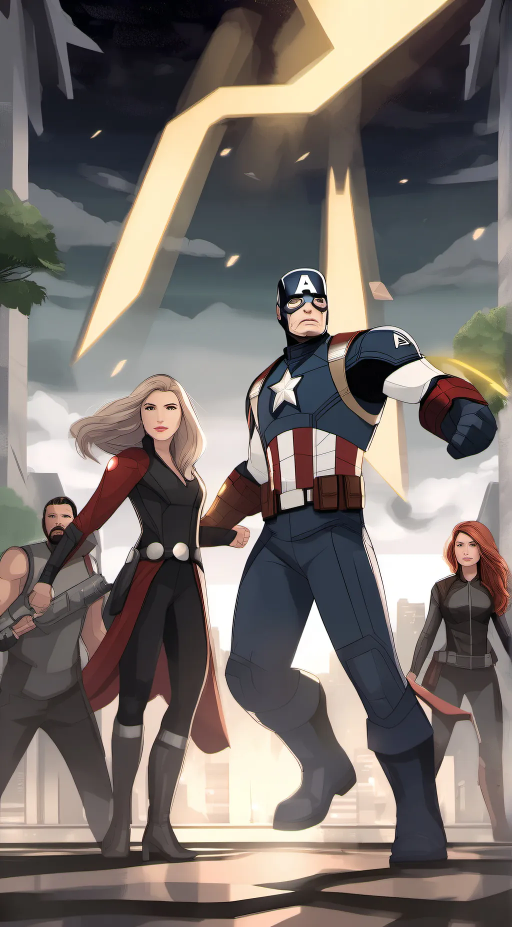 ai character: All the avengers  background