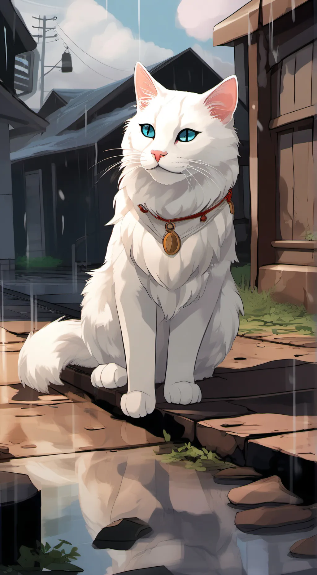 ai character: snowstorm and rain background