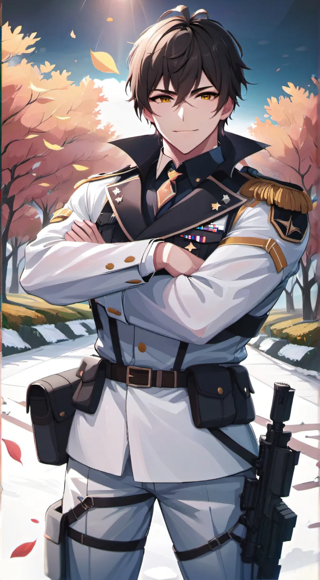 ai character: Handsome Army boy background