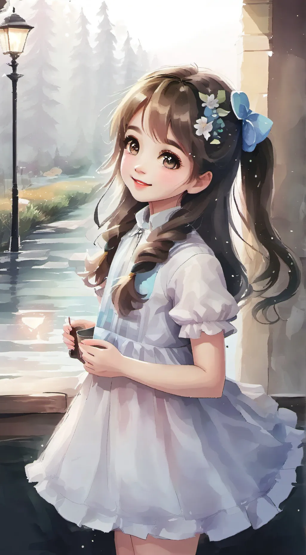 ai character: Cute grill background