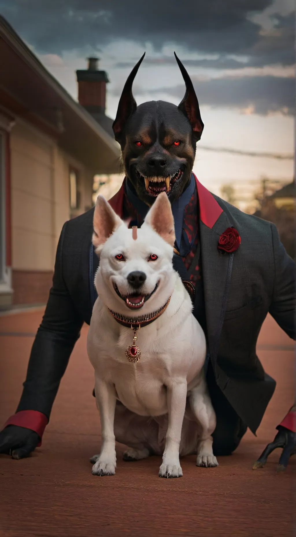 ai character: demon dog +owner background