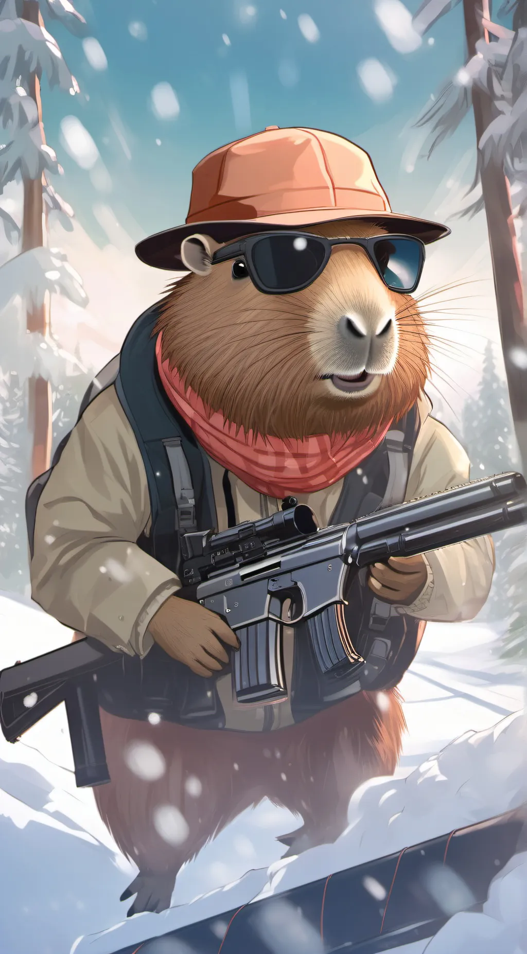 ai character: capybara with a gu background