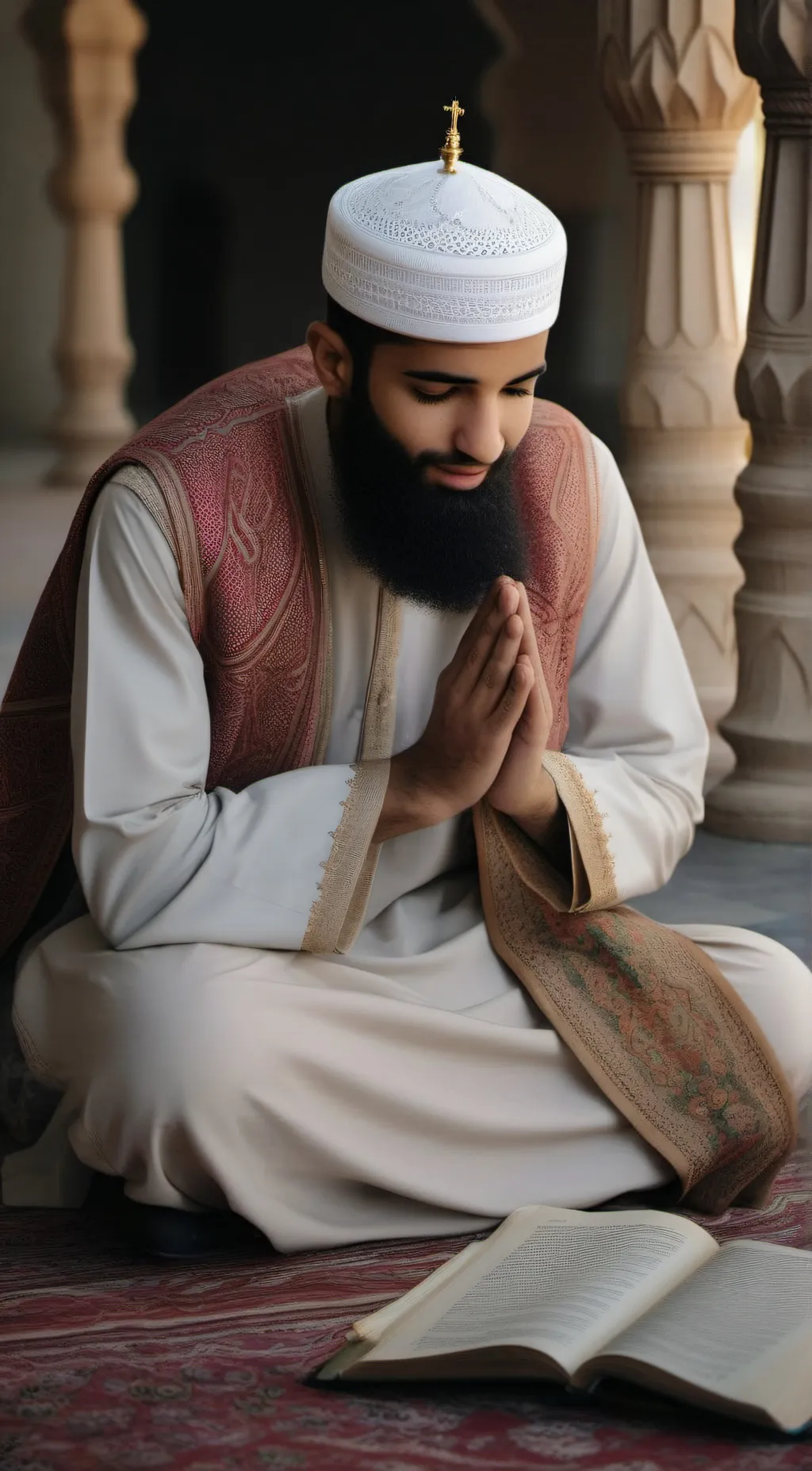 ai character: mufti menk  background