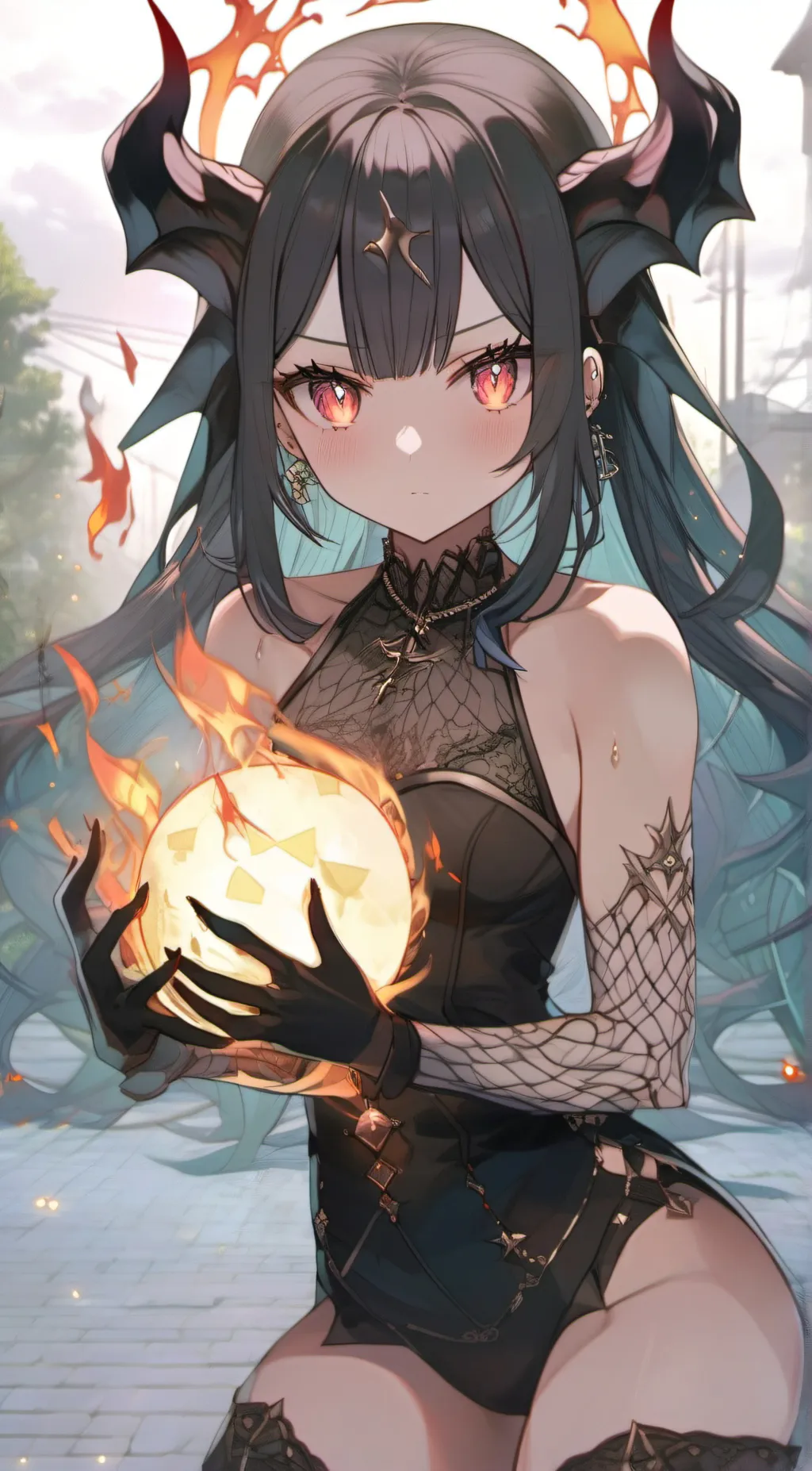 ai character: Ruby demon queen background