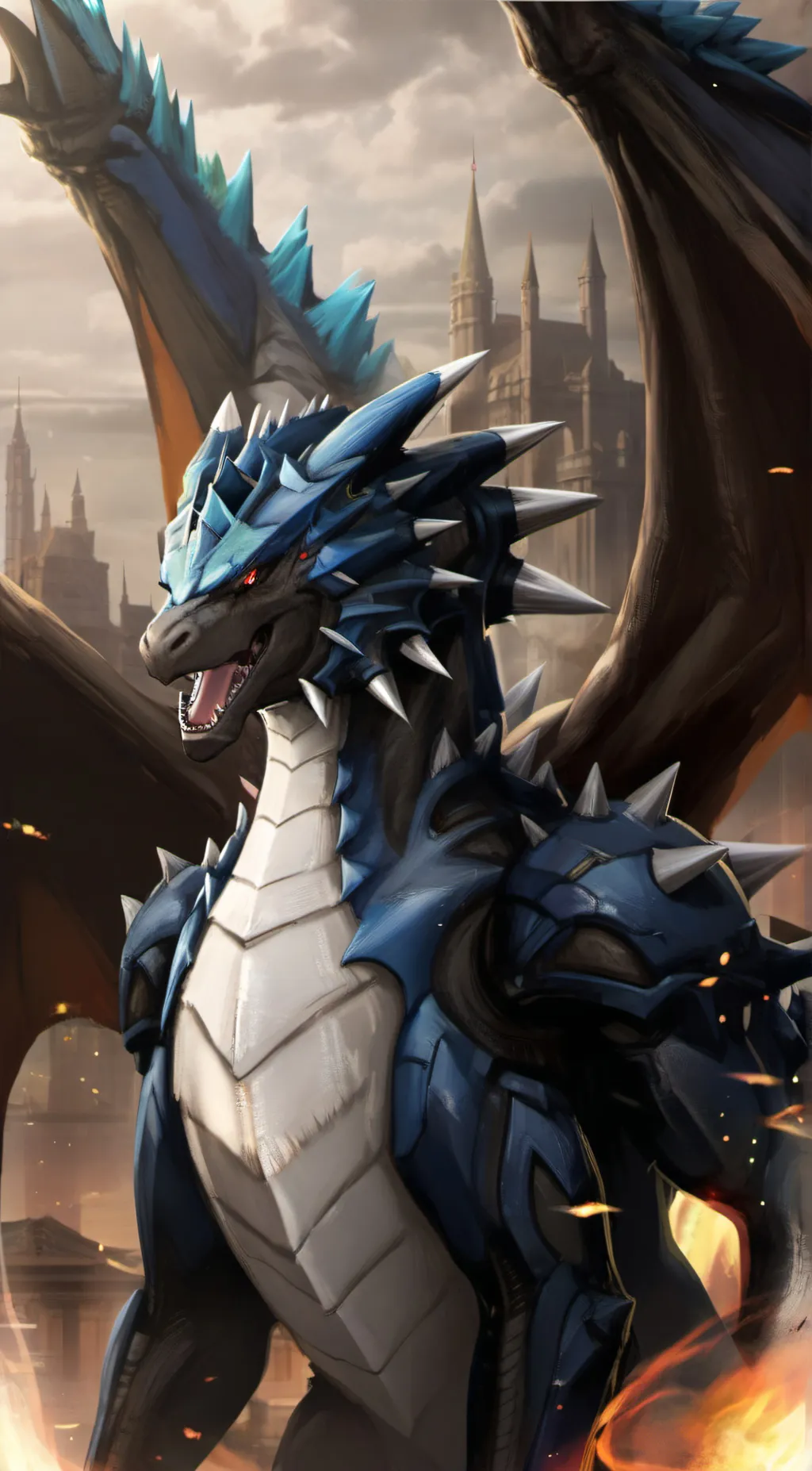 ai character: Mega charizard x  background
