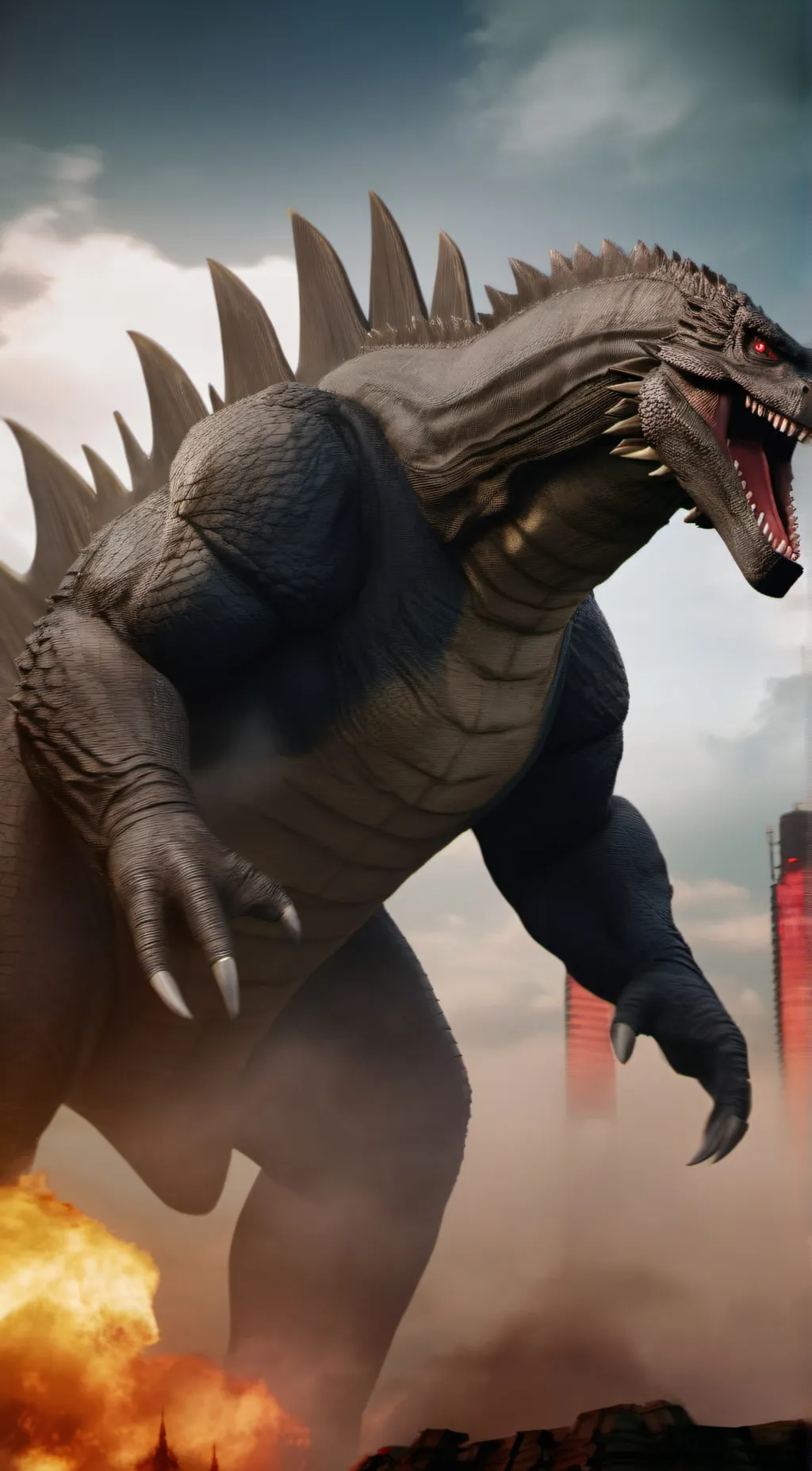 ai character: Godzilla background