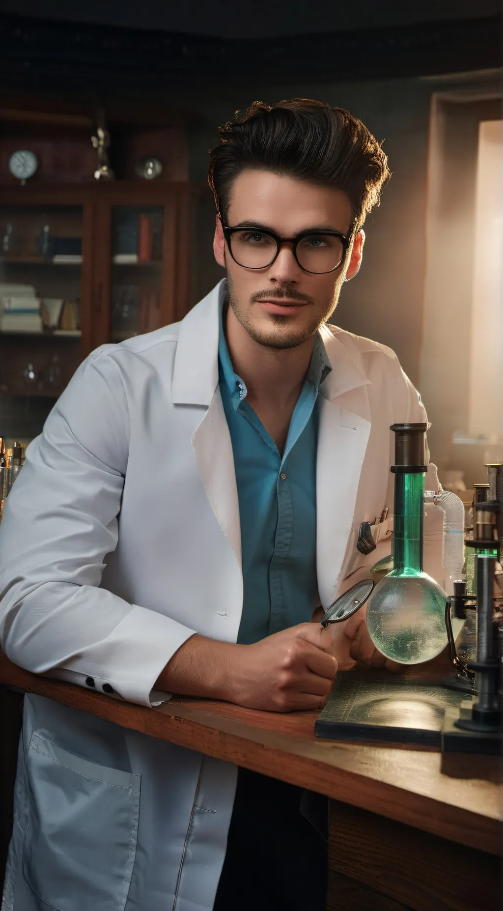 ai character: evil scientist  background