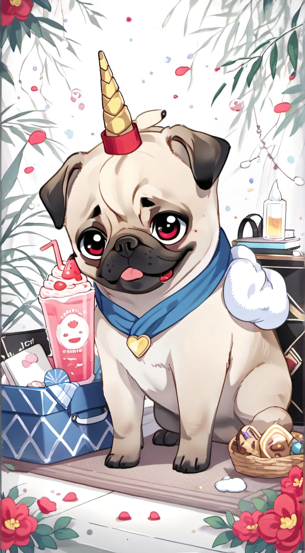ai character: pugcorn background
