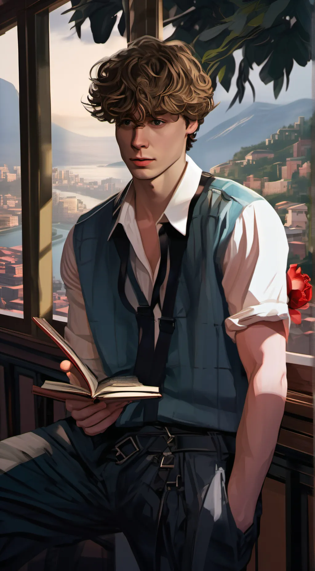 ai character: Rainbow background