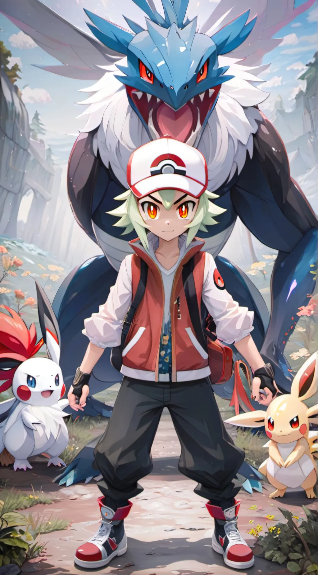 ai character: Ash pokemon  background