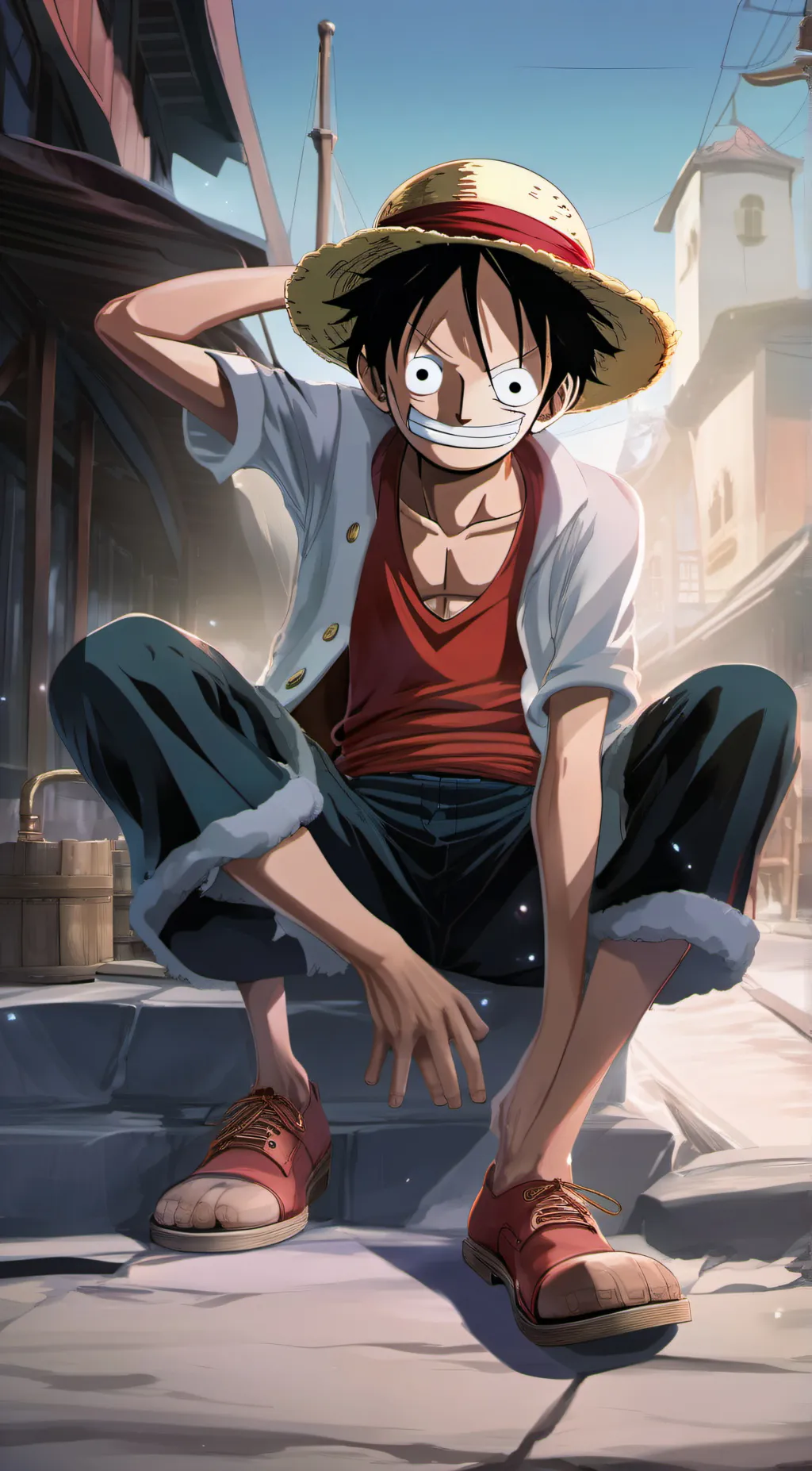 ai character: luffy  background