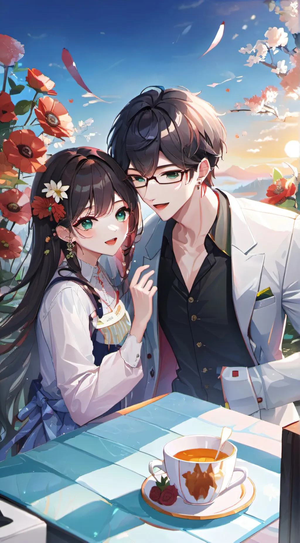 ai character: Miku and Mike  background