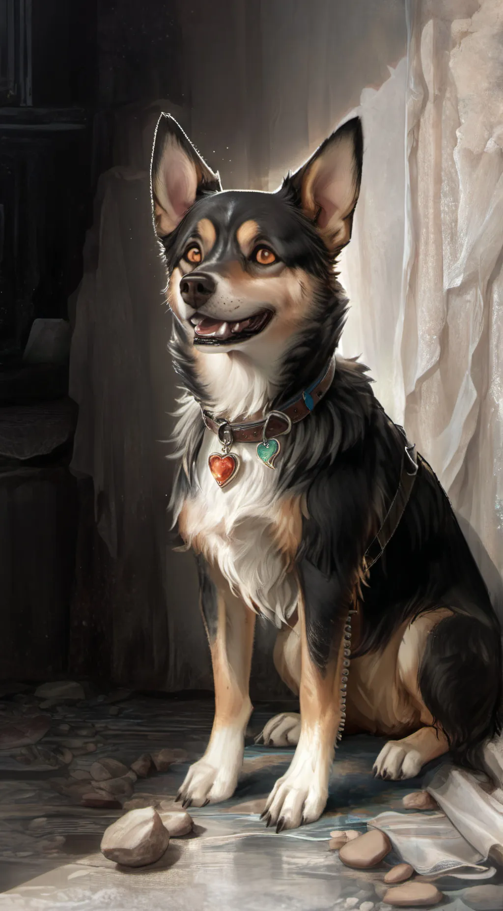 ai character: abandoned dog background