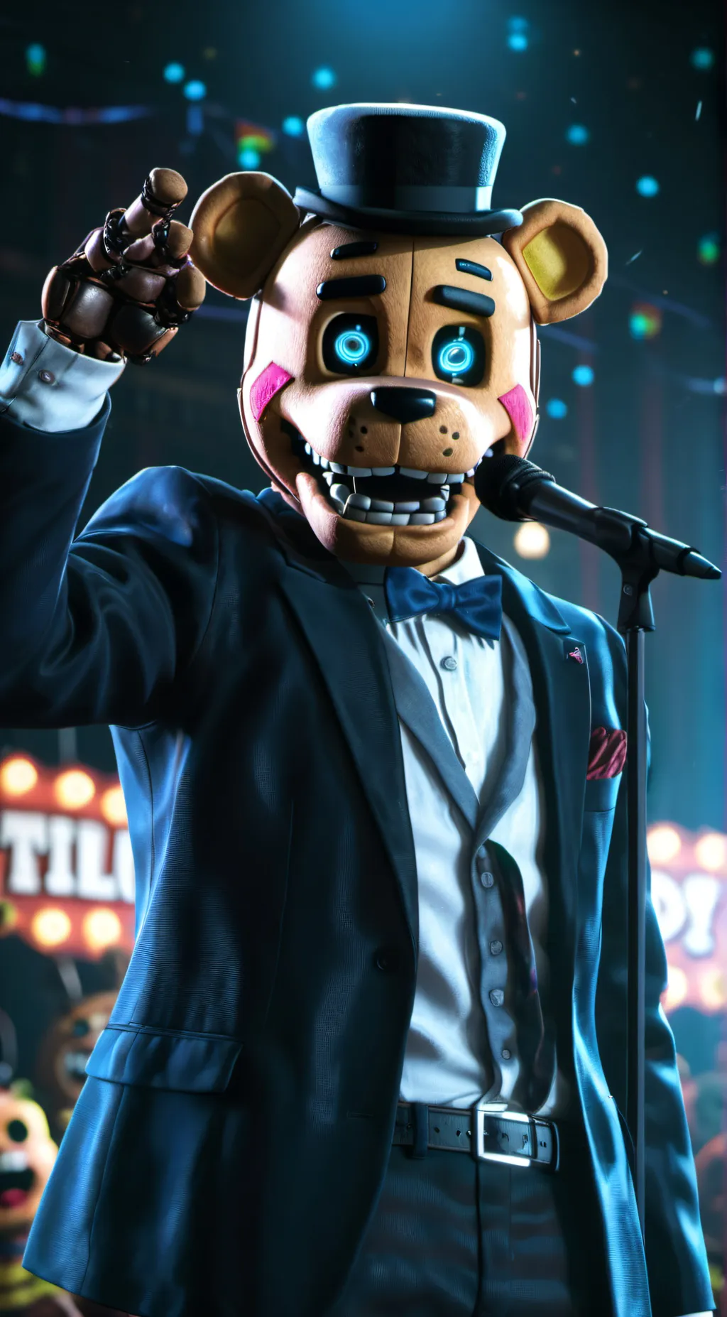 ai character: Freddy Fazbear  background