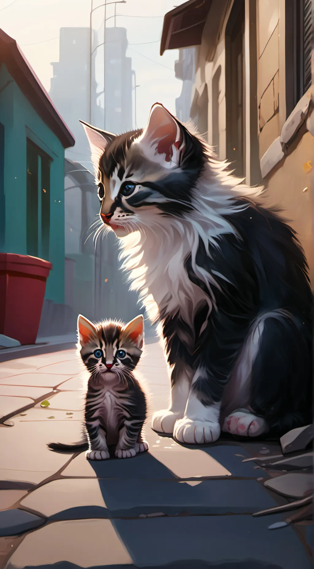 ai character: mum and son background