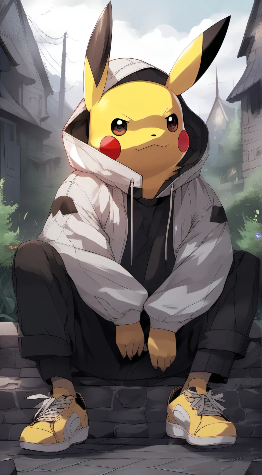 ai character: anthro pikachu background