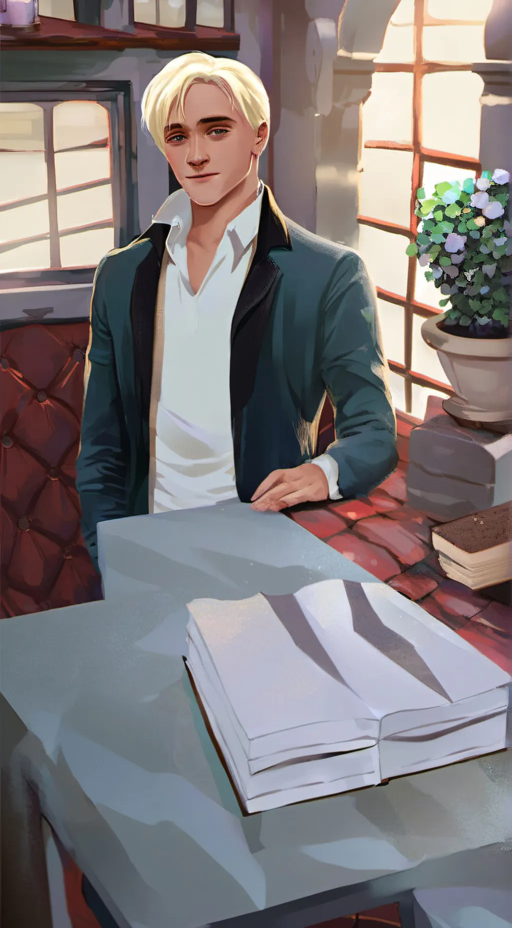 ai character: draco malfoy  background