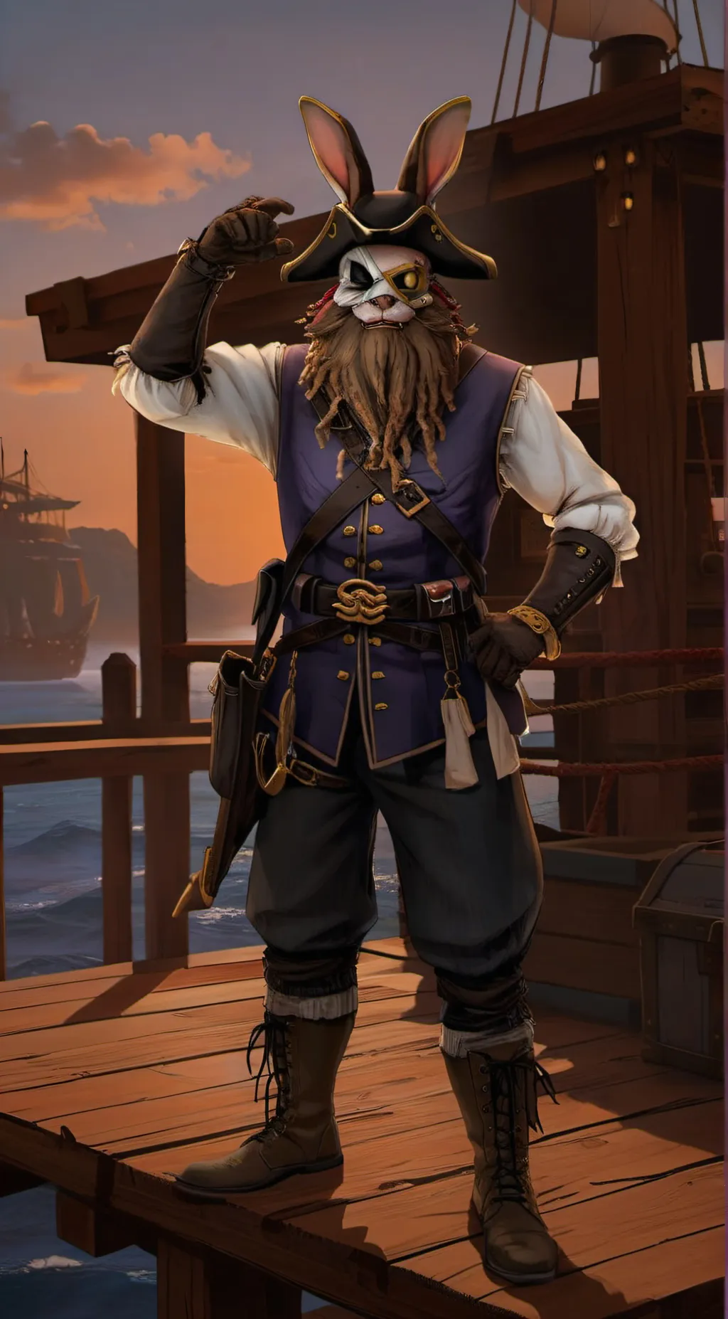 ai character: pirate glitchtrap  background