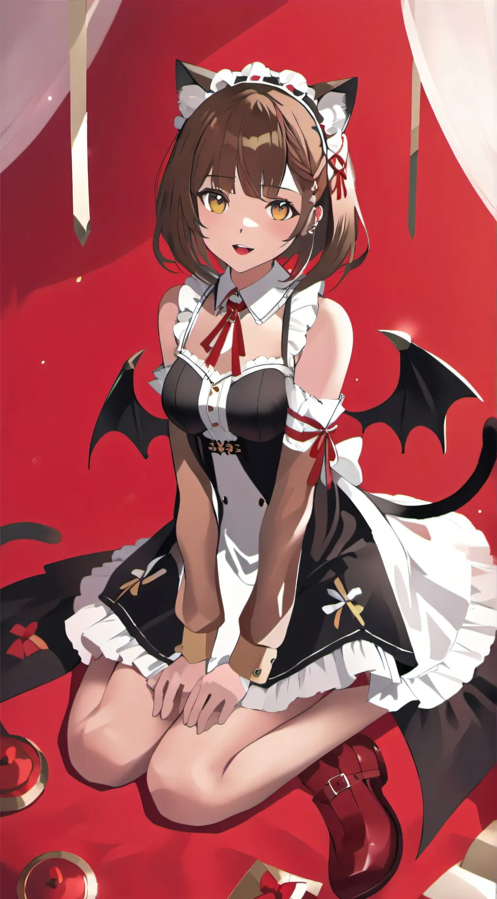 ai character: Neko vampire sugar background