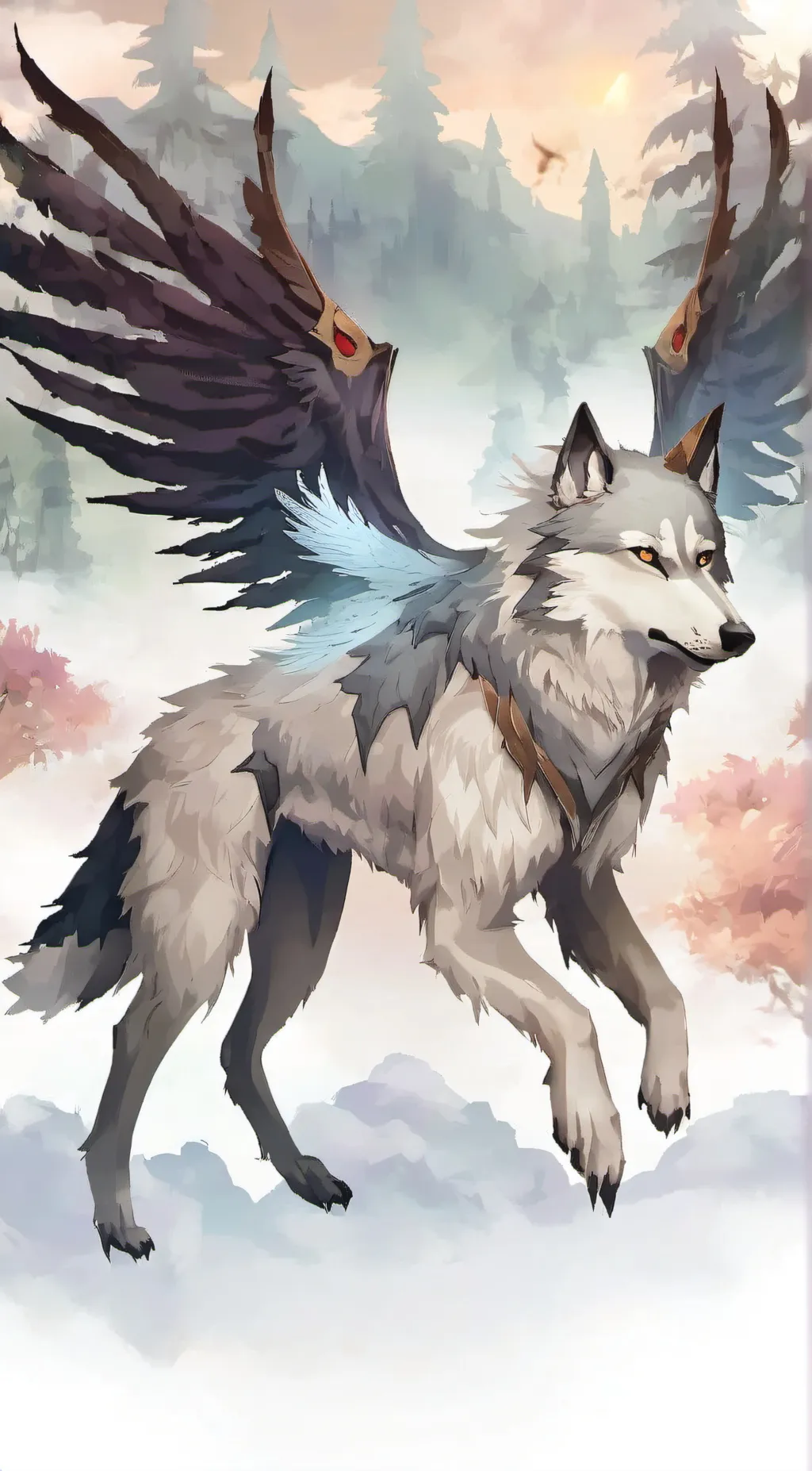 ai character: the winged wolf background