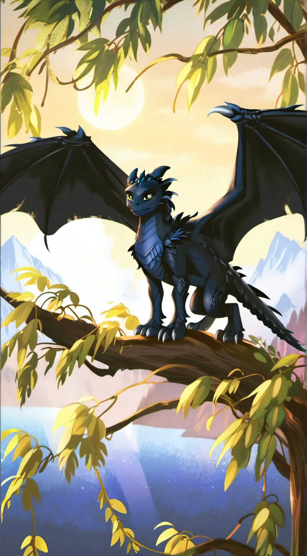 ai character: female light fury background