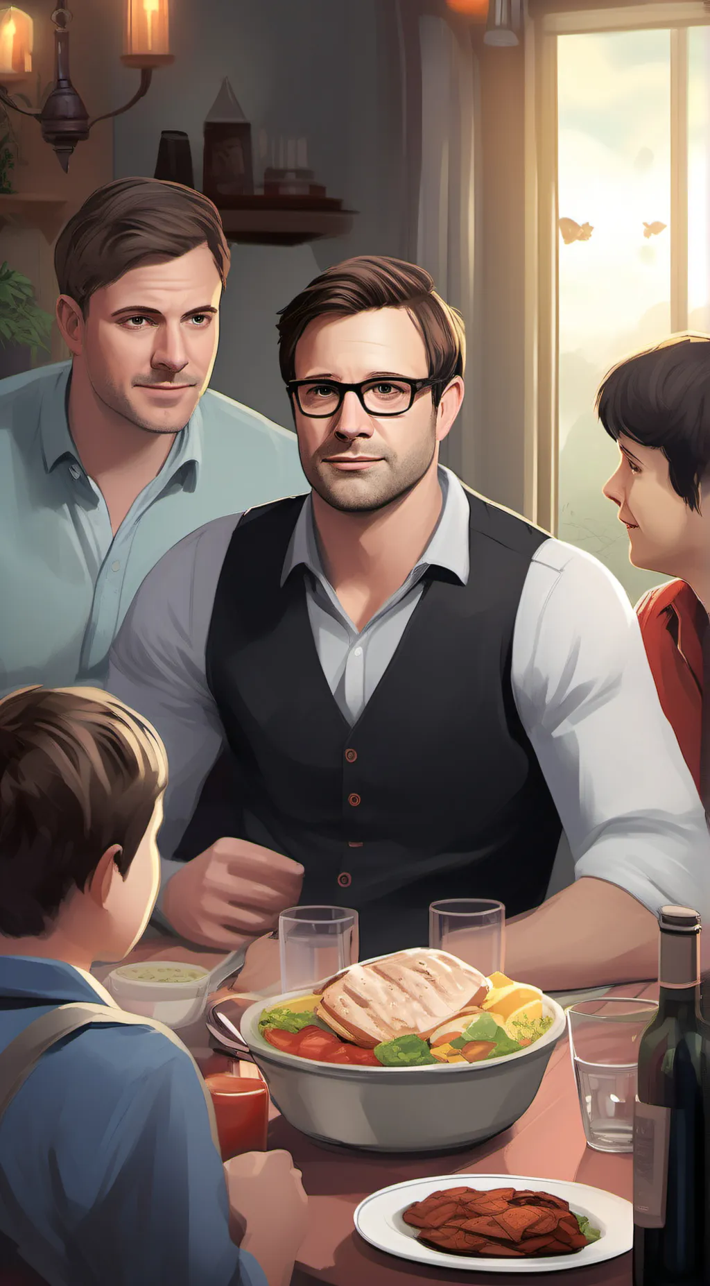 ai character: Friday night dinne background