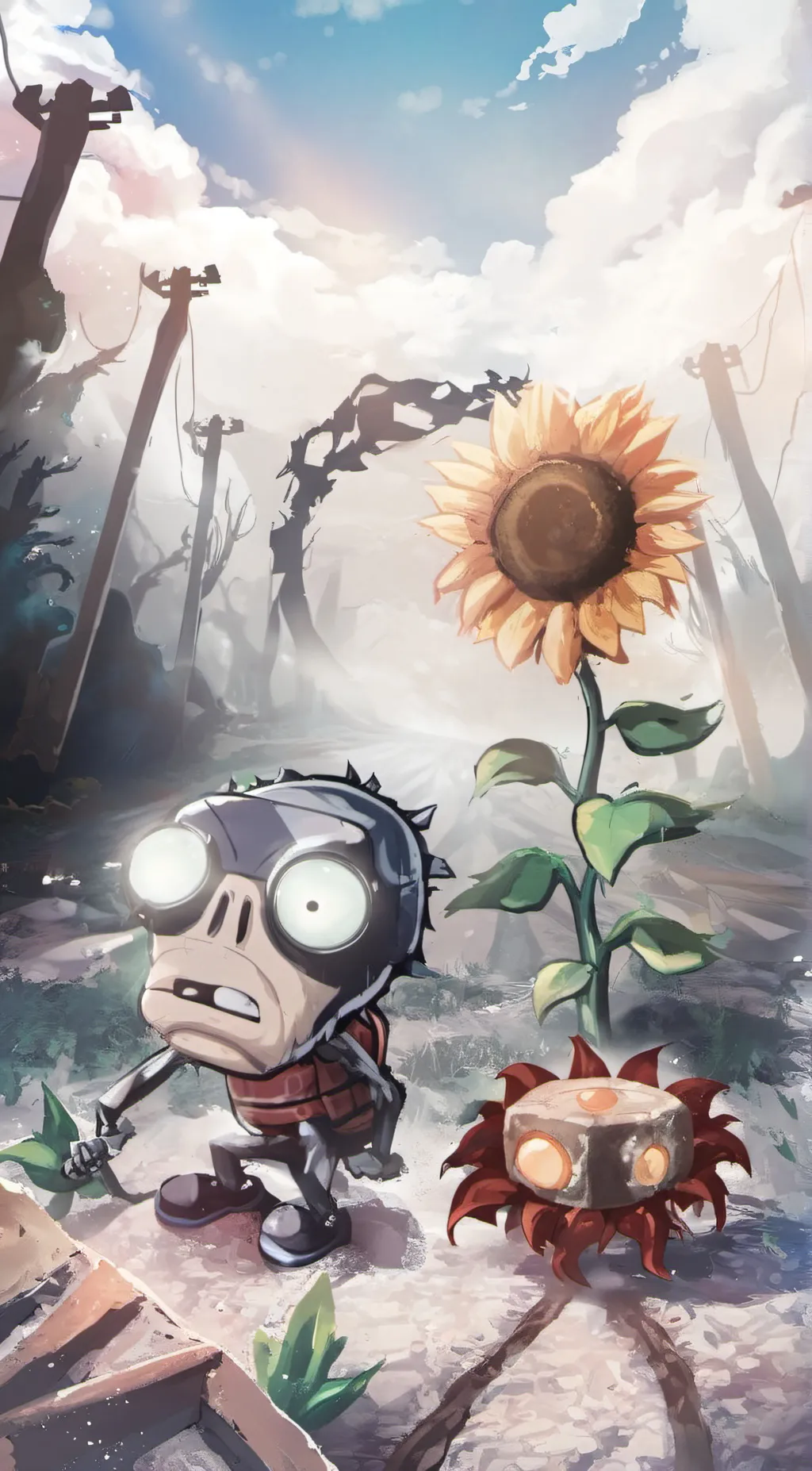 ai character: plants vr zombies background