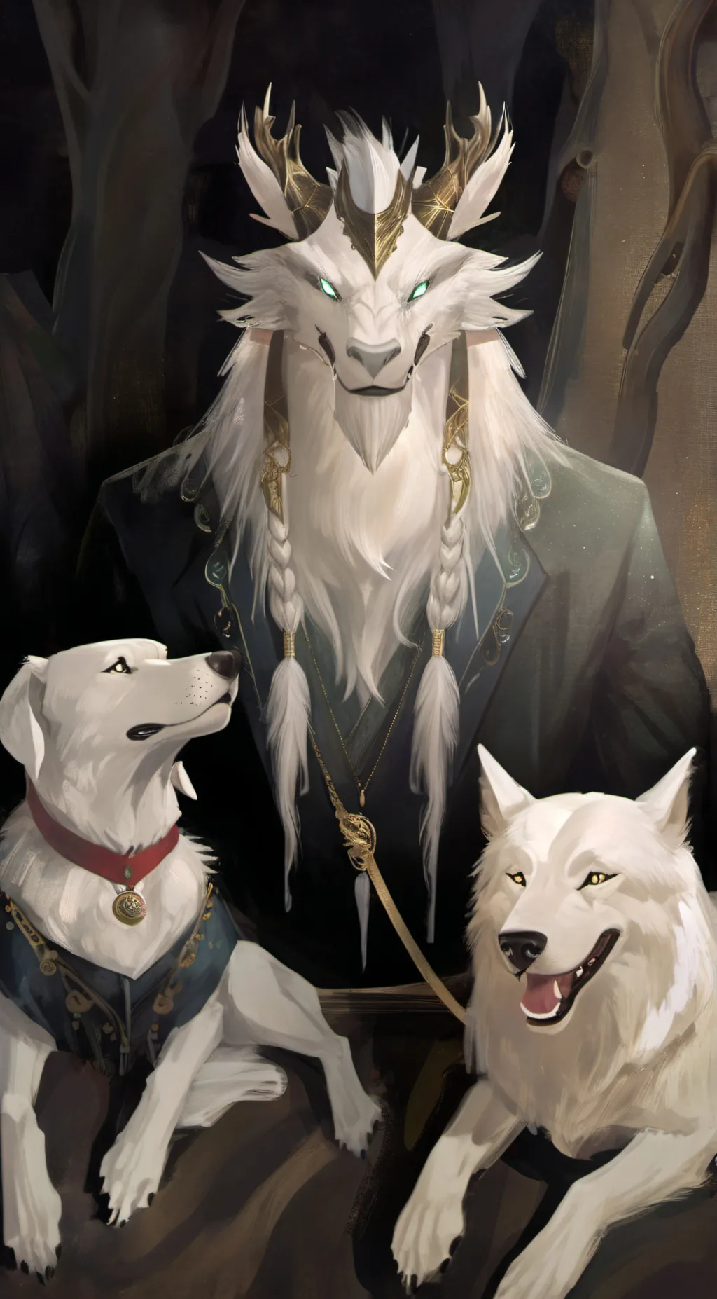 ai character: emeni & leko & oni background