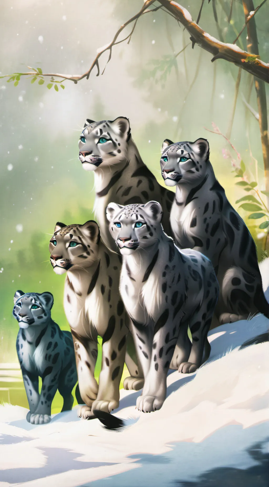 ai character: snow leopard fam background