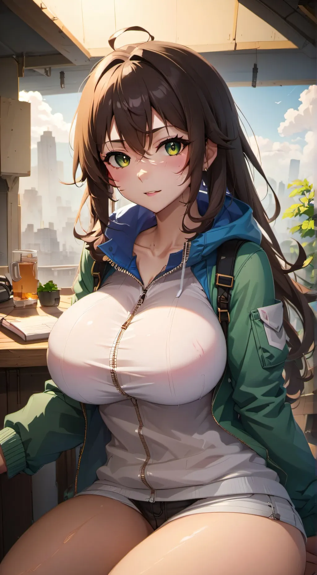 ai character: female skin suit  background