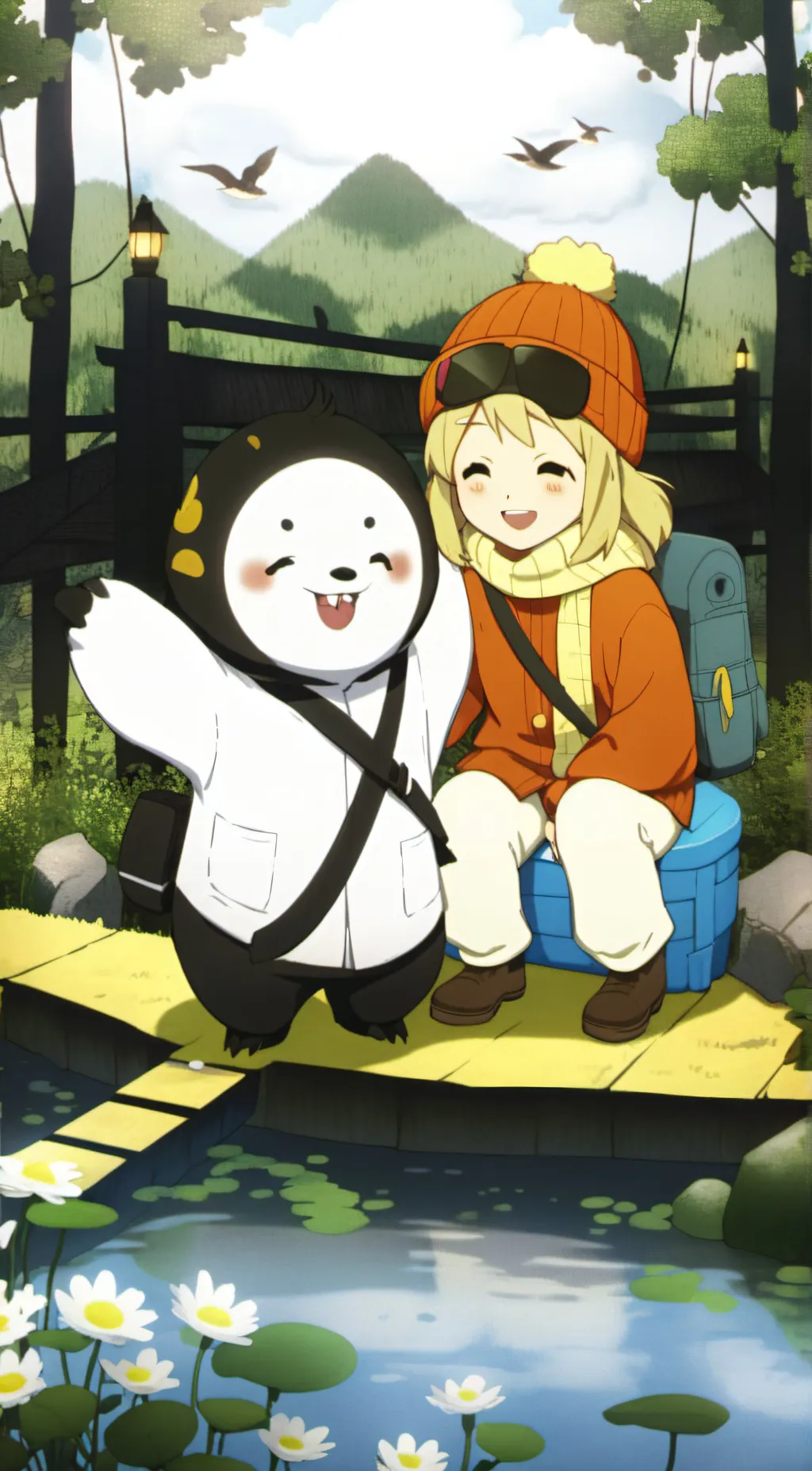 ai character: Smiling critters  background