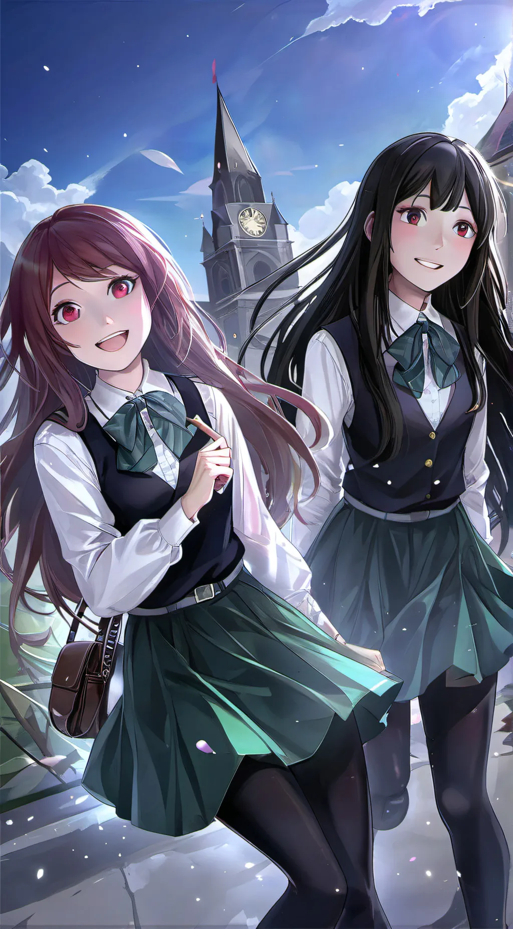 ai character: >+'Mia and Mady'+< background