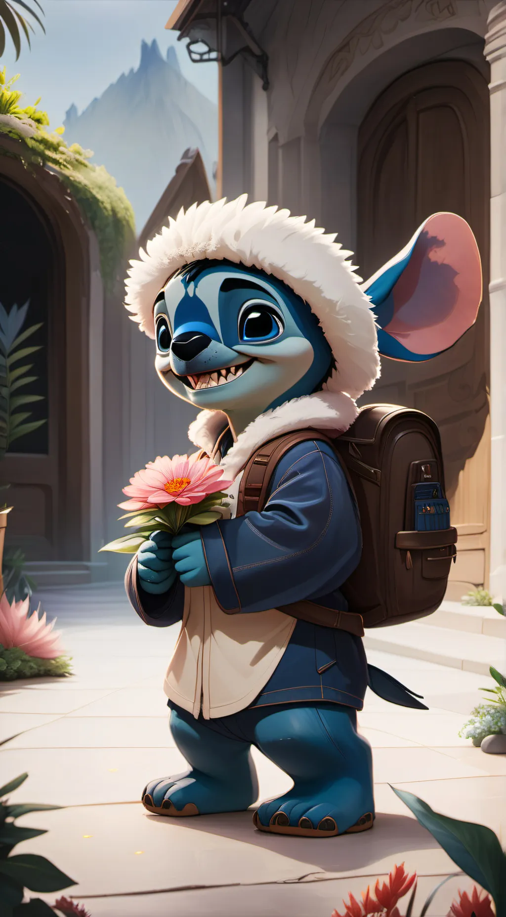 ai character: Stitch background