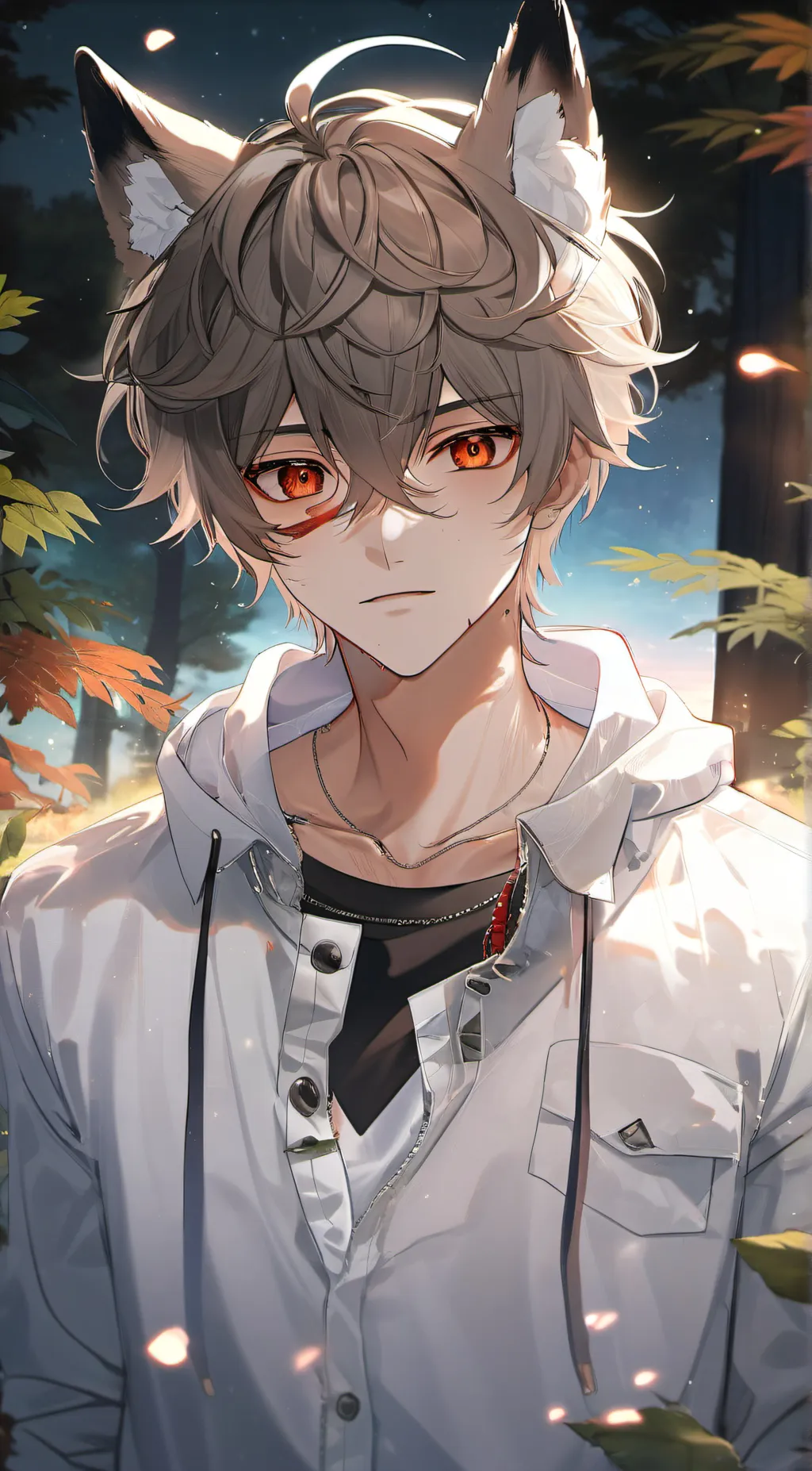 ai character: shy wolf boy background